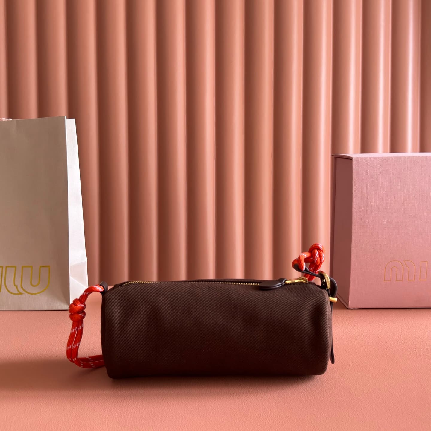 Miu Miu Gabardine pouch Brown/Orange 5NE853 TOP