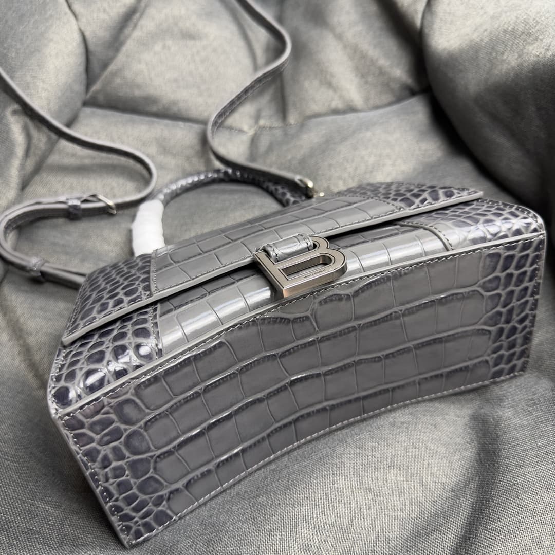WOMEN'S HOURGLASS S TOP HANDLE BAG Crocodile Grey High