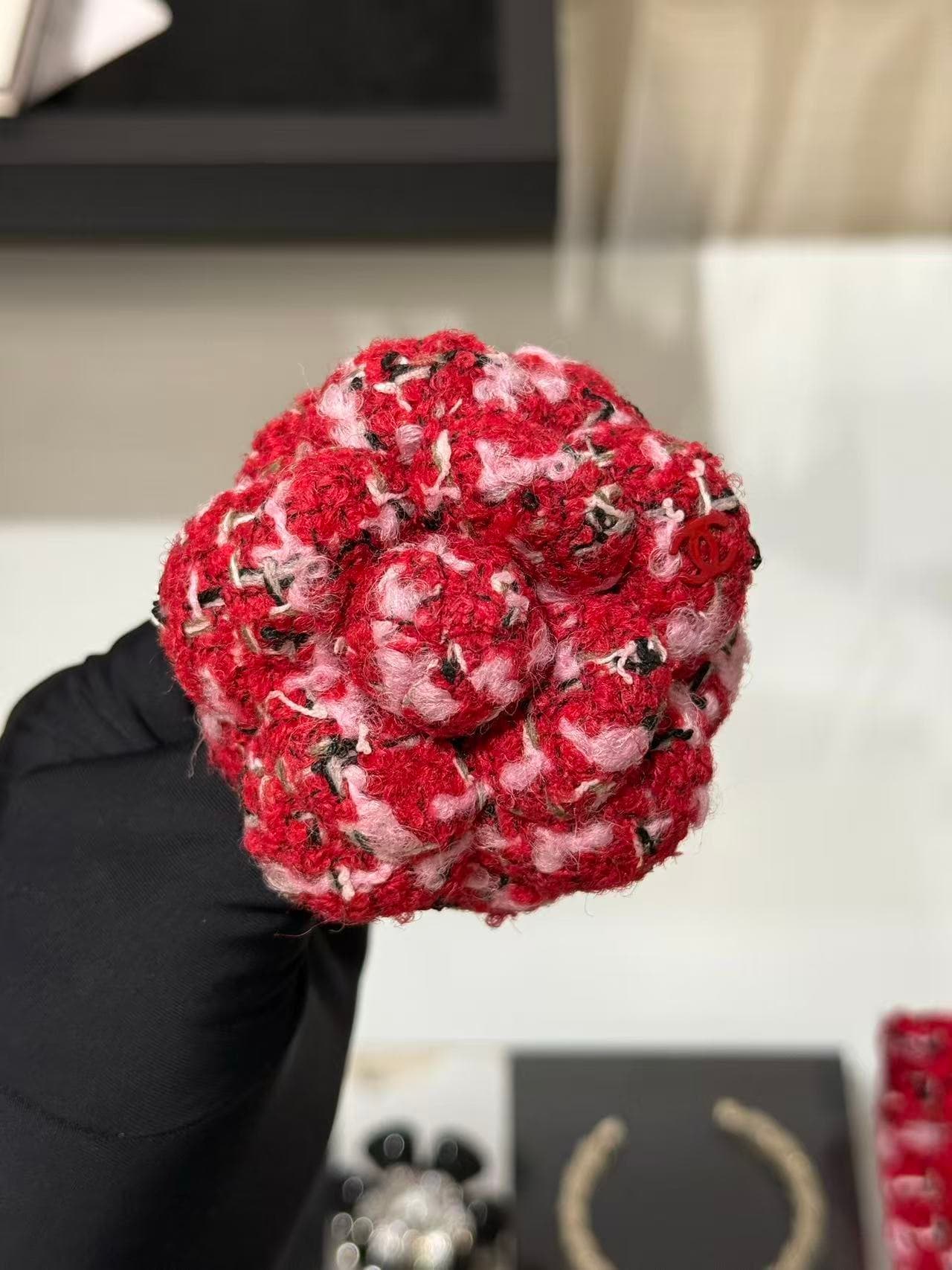 Chanel Red Pink &Black Tweed Jacket and Skirt Set