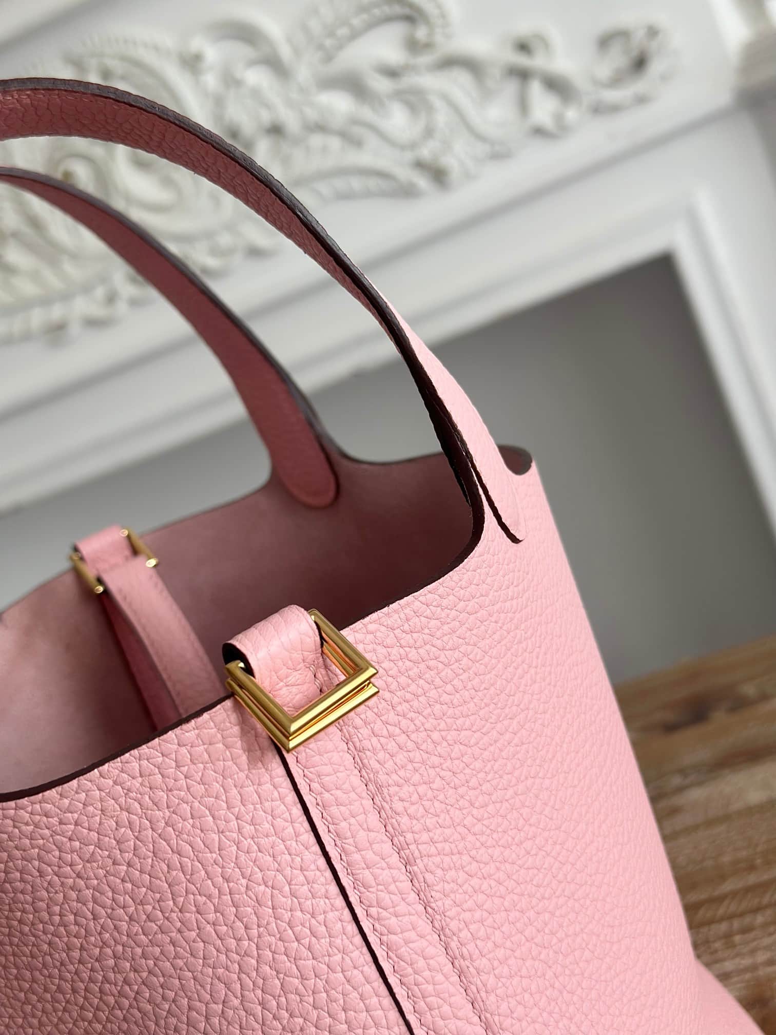 Hermès Picotin Lock 18 Bucket Bag TC Leather Silver/Gold Metal Rose Confetti Wax High
