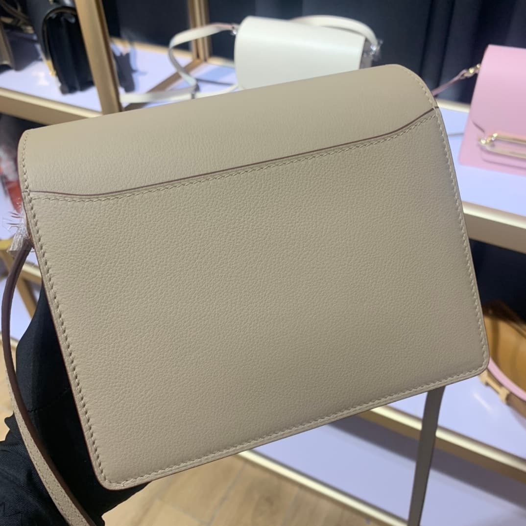 Hermes Roulis wallet in Gris Tourterelle Calfskin Etoupe WAX Gold/Silver-Metal High
