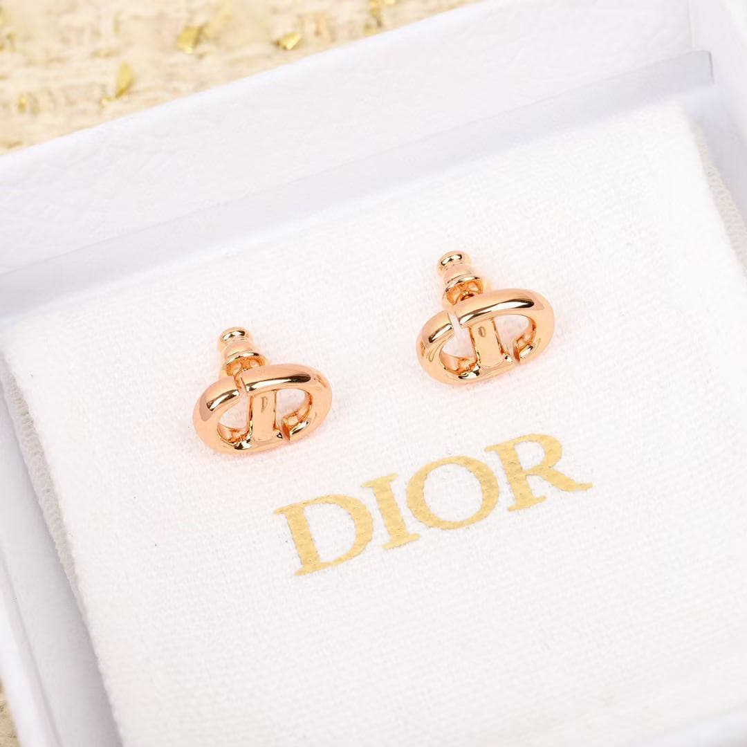 Dior CD Navy Stud Earrings High