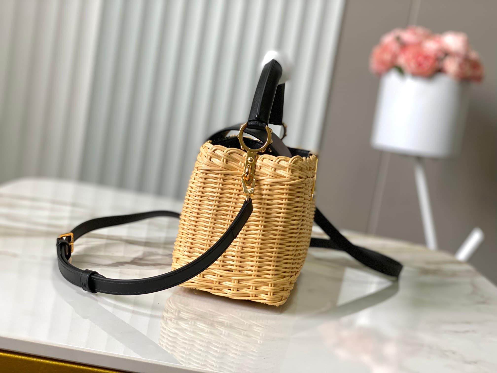 Louis Vuitton Capucines Mini Rattan and cowhide leather M26003 Black Top