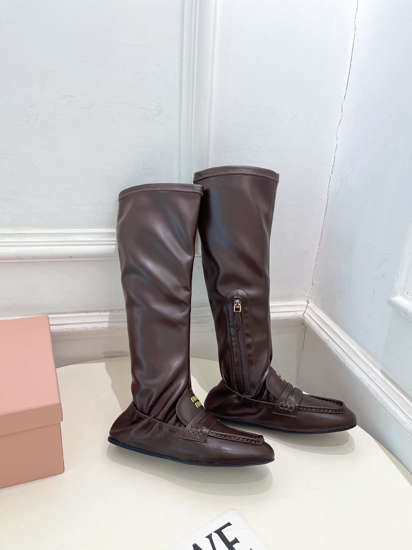 Miu Miu Ruches Nappa Leather Boots Women