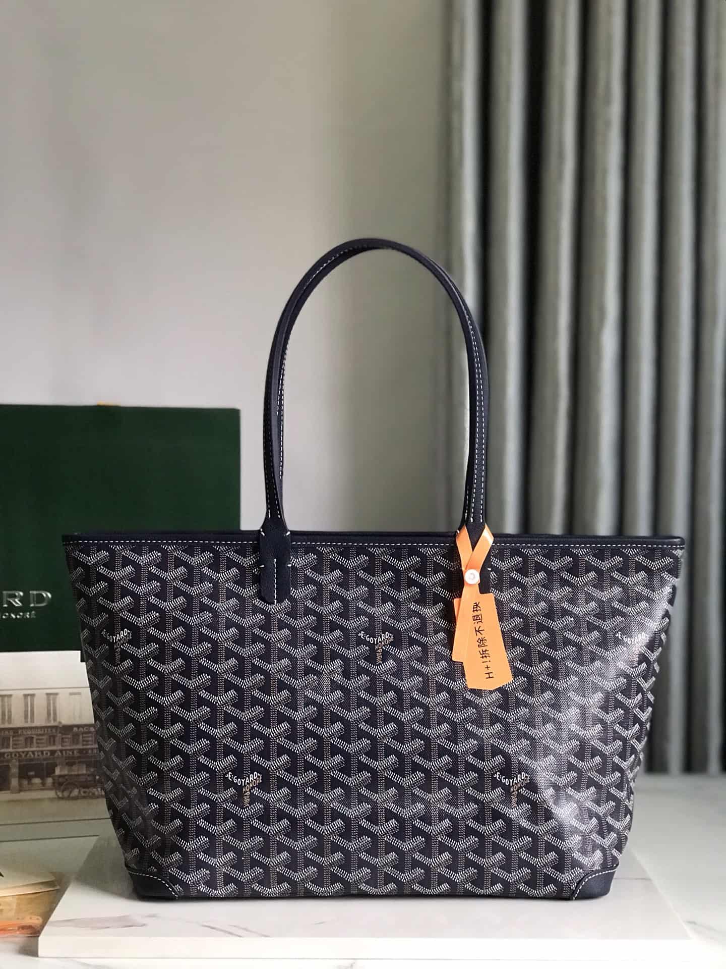 ARTOIS PM BAG Goyardine Canvas & Chevroches Calfskin Navy Blue High