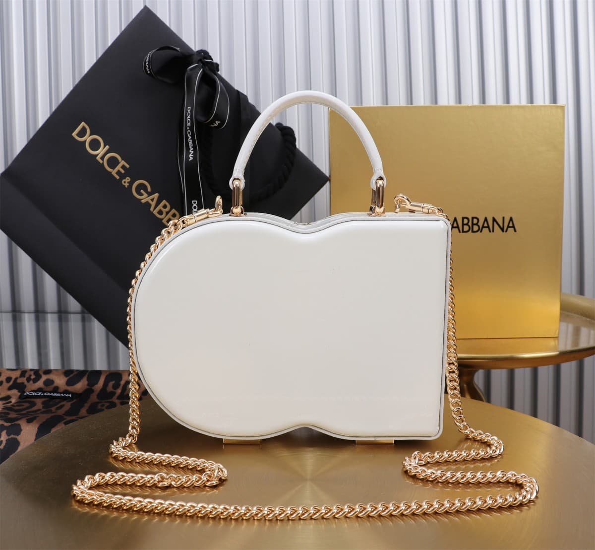 Dolce & Gabbana white patent leather DG Logo handbag high
