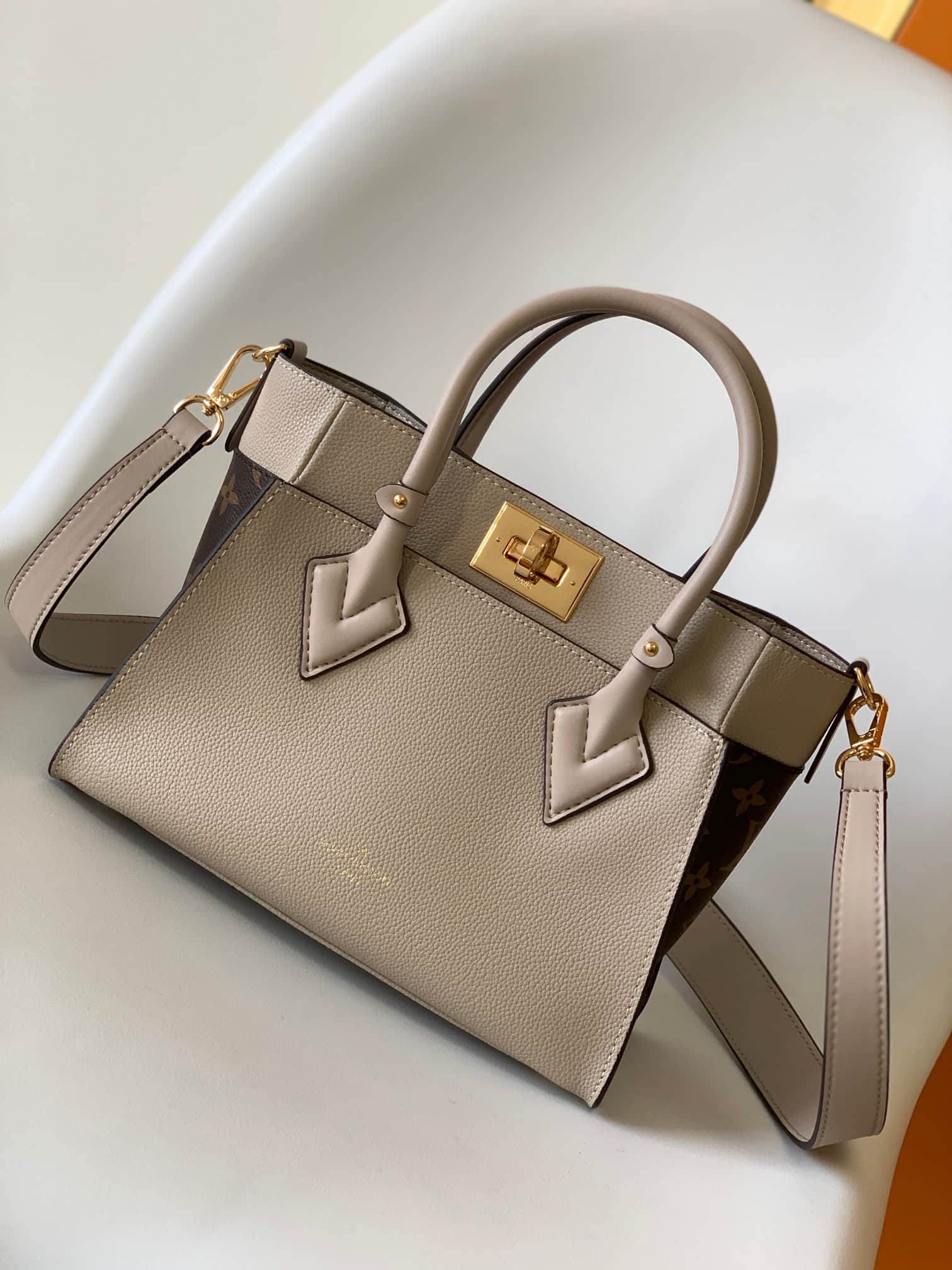 Louis Vuitton On My Side PM Greige Monogram coated canvas and calf leather M57729 High