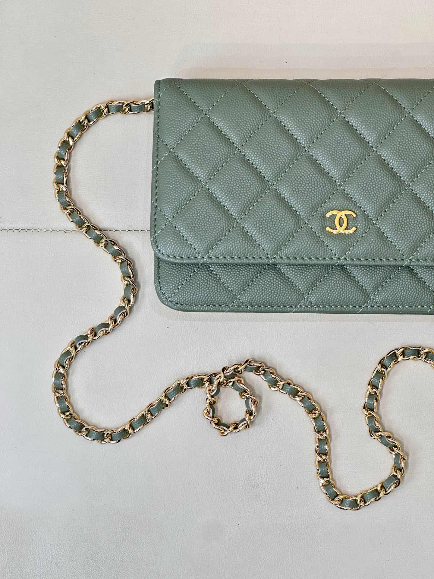 Chanel Wallet on Chain Grained Calfskin& Gold-tone Metal AP0250 Green TOP
