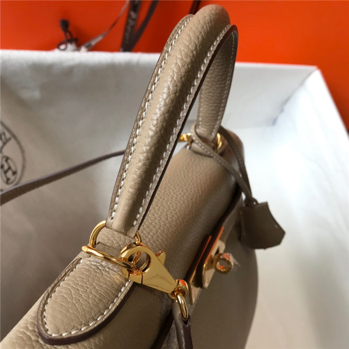 Hermes Kelly 25/28/32cm Retourne Bag Togo Leather In Tourterelle WAX High