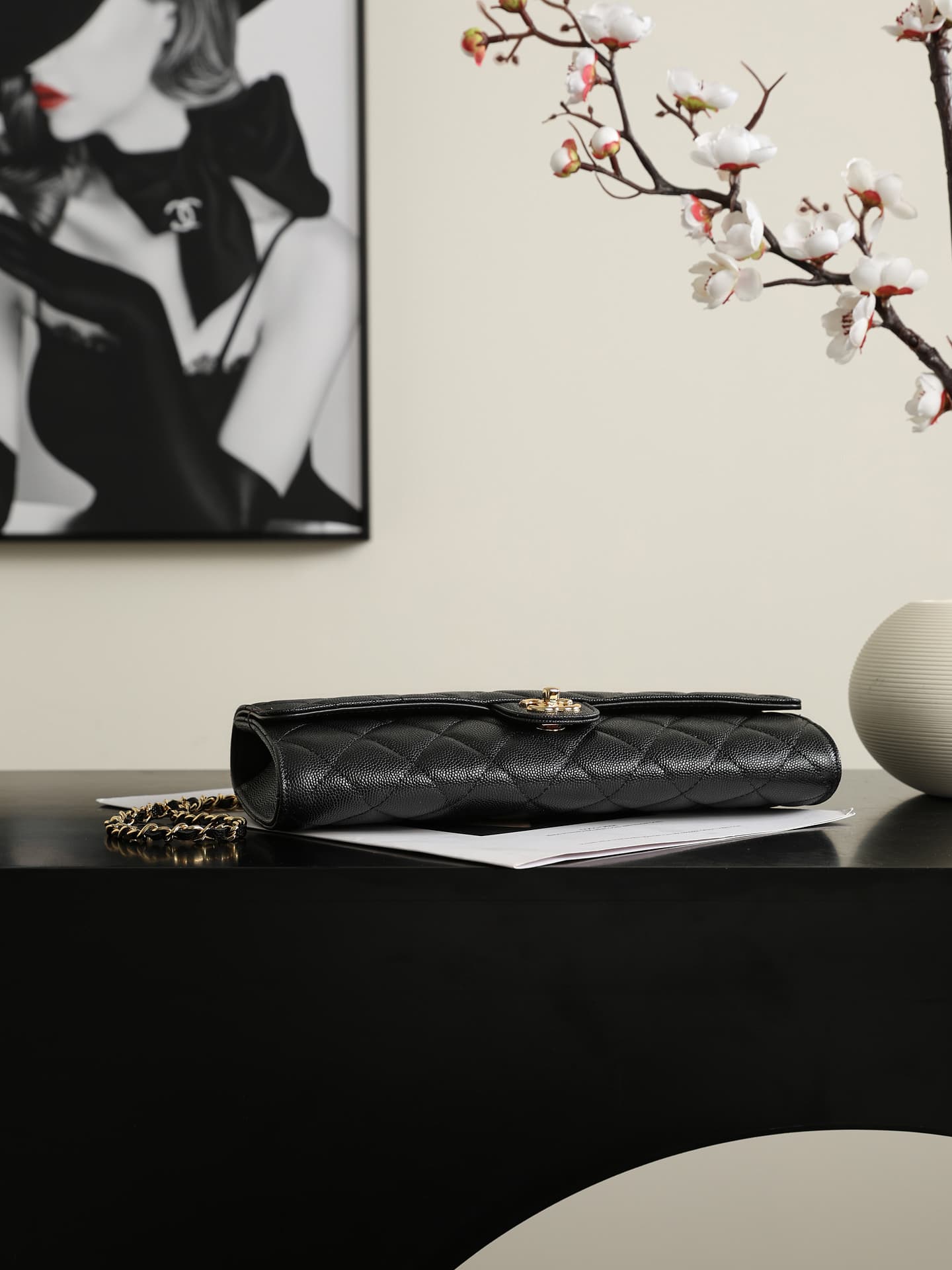 Chanel Clutch with chain Grained Calfskin & Gold-Tone Metal Black AP5280 A