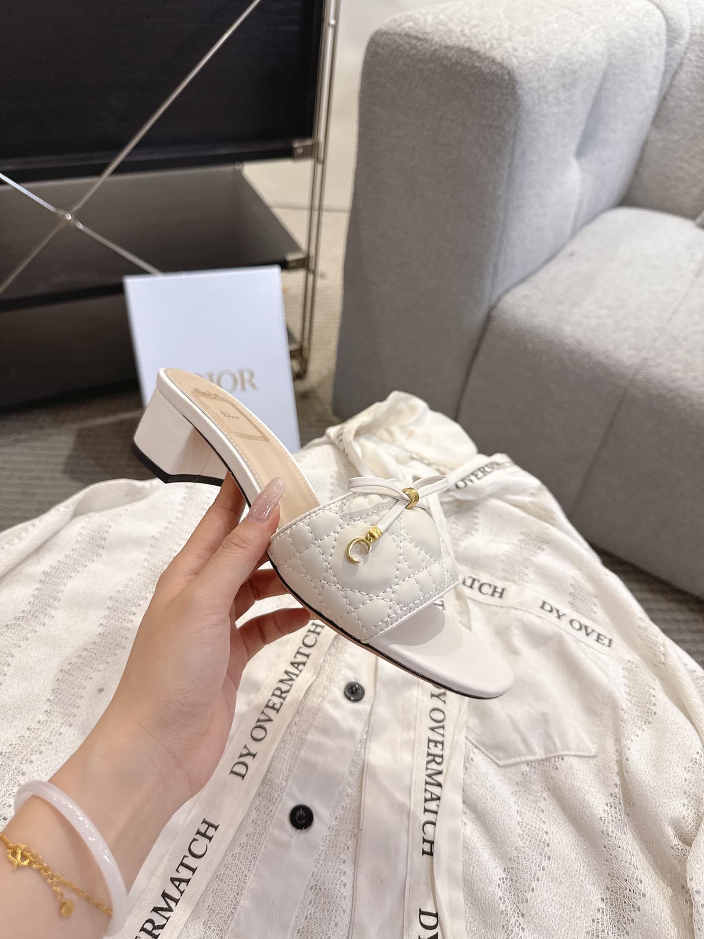 Dior Cannage Heeled Slide Shoes Women