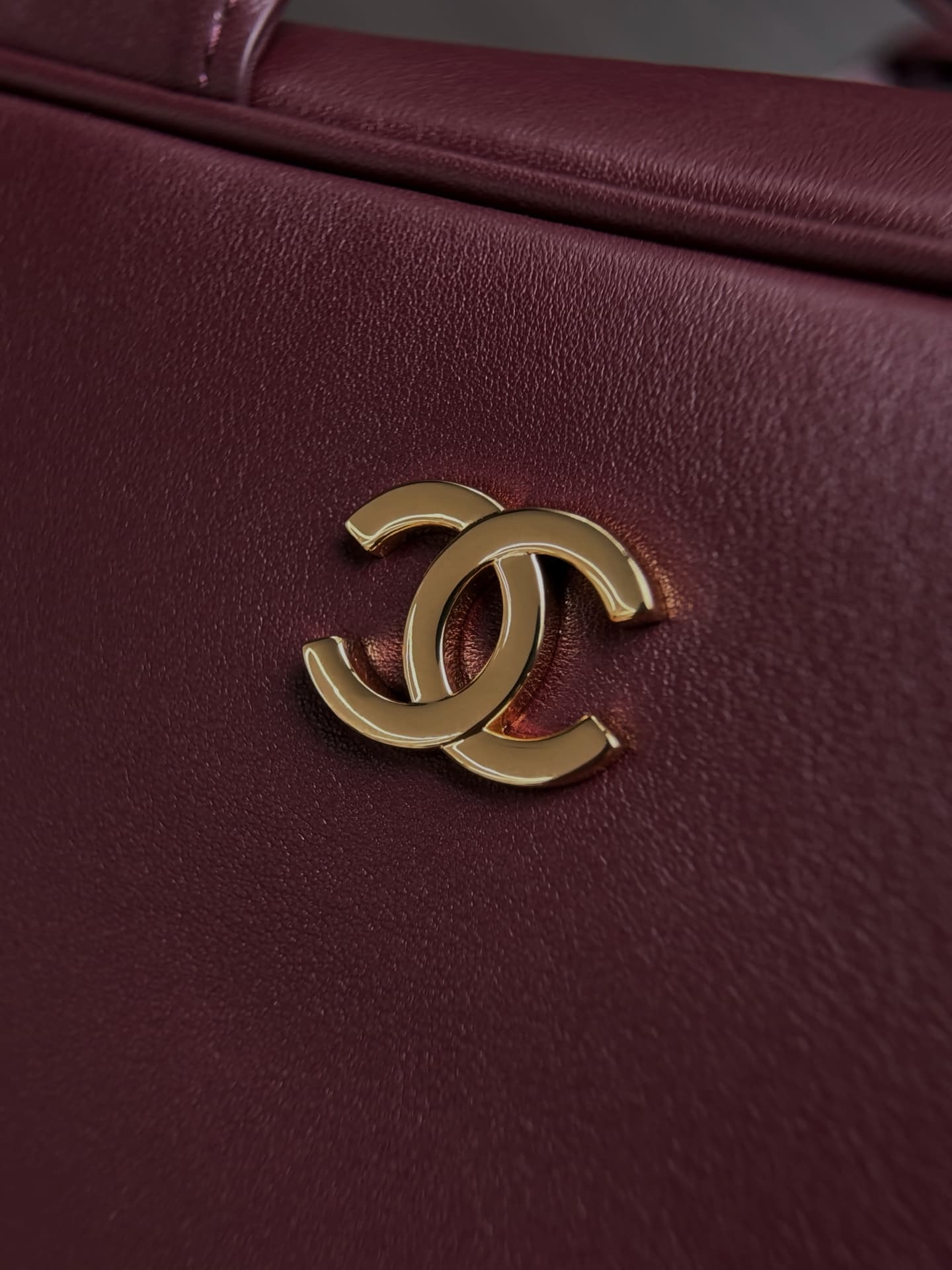 Chanel Large Bowling Bag Calfskin & Gold-Tone Metal Burgundy AS6580 High