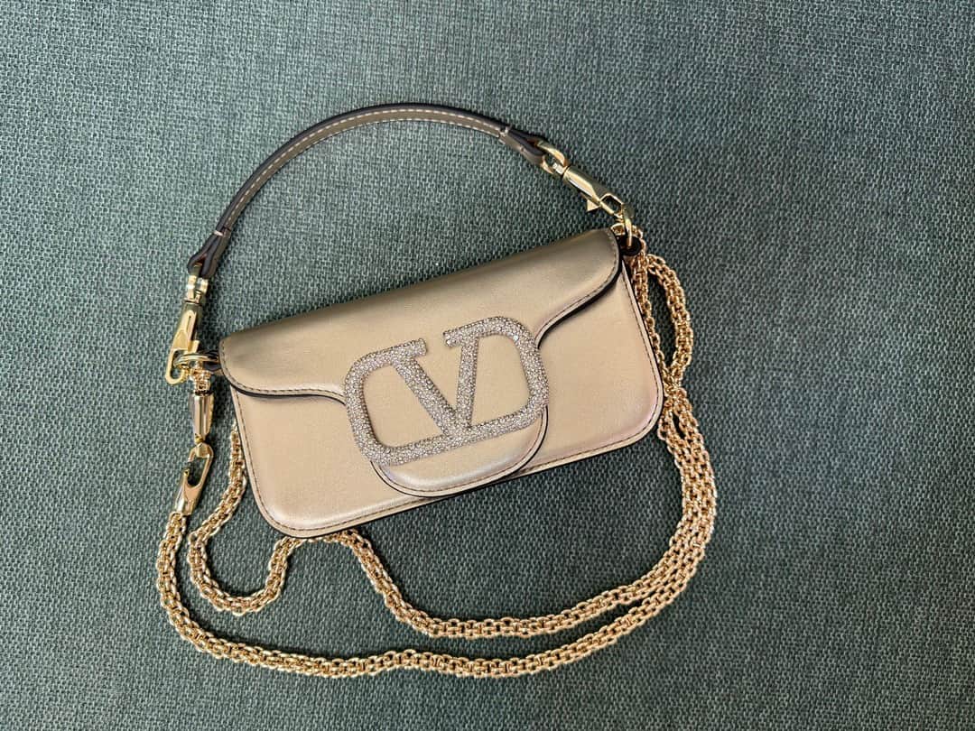 Valentino Garavani Locò Mini leather shoulder bag with crystal VLogo High