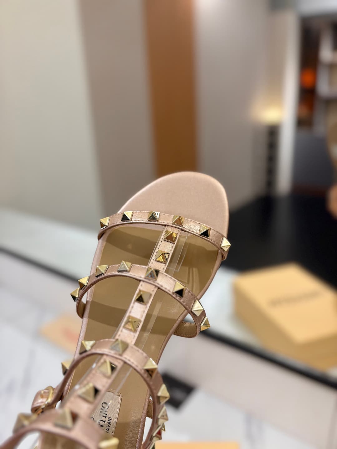 Valentino Garavani Rockstud Flat Calfskin Sandal with Straps