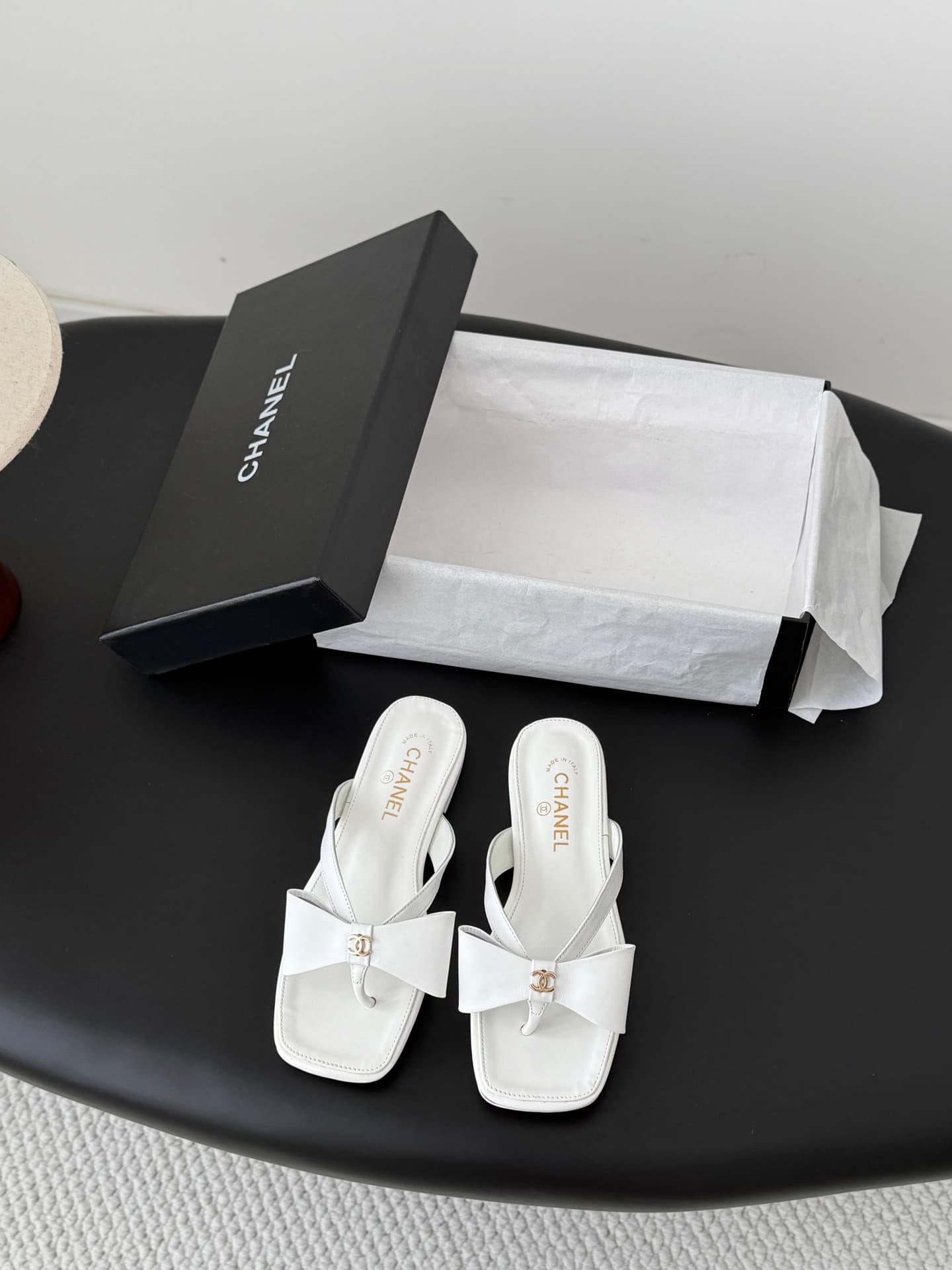 Chanel Bow Accent Sandals Shoes Women