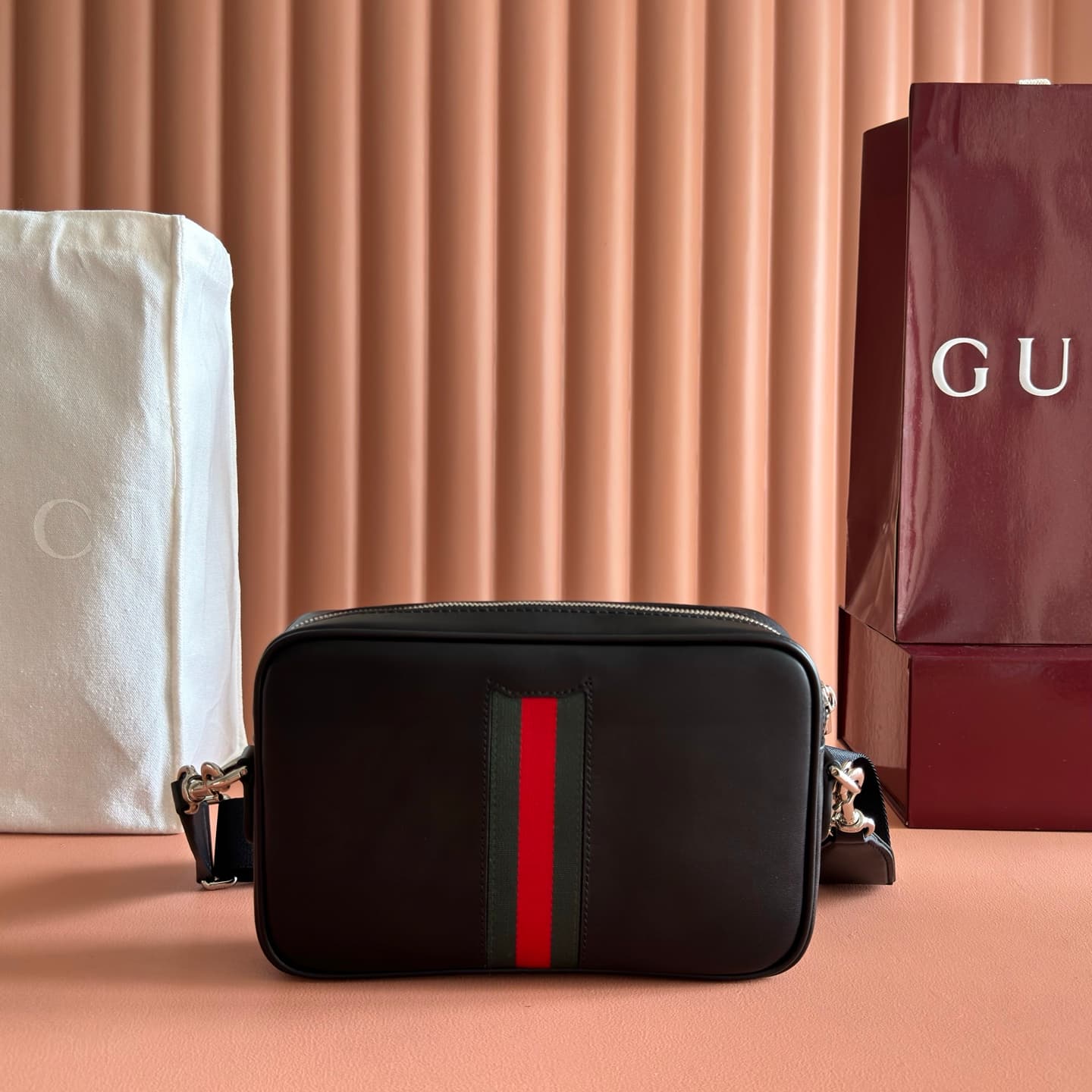 Gucci Web Trademark small crossbody bag Black soft leather ‎866982 High