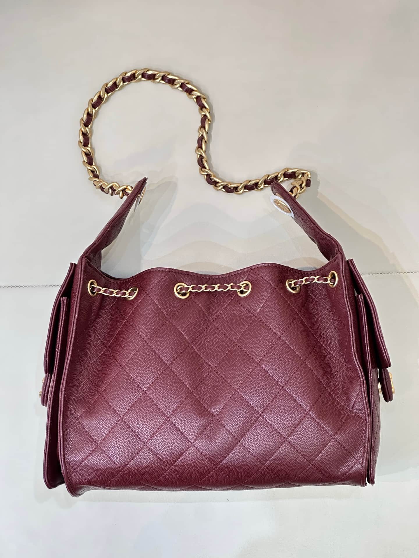 Chanel 25 Small Hobo handbag AS5293 Grained Calfskin & Gold-tone Metal Burgundy TOP