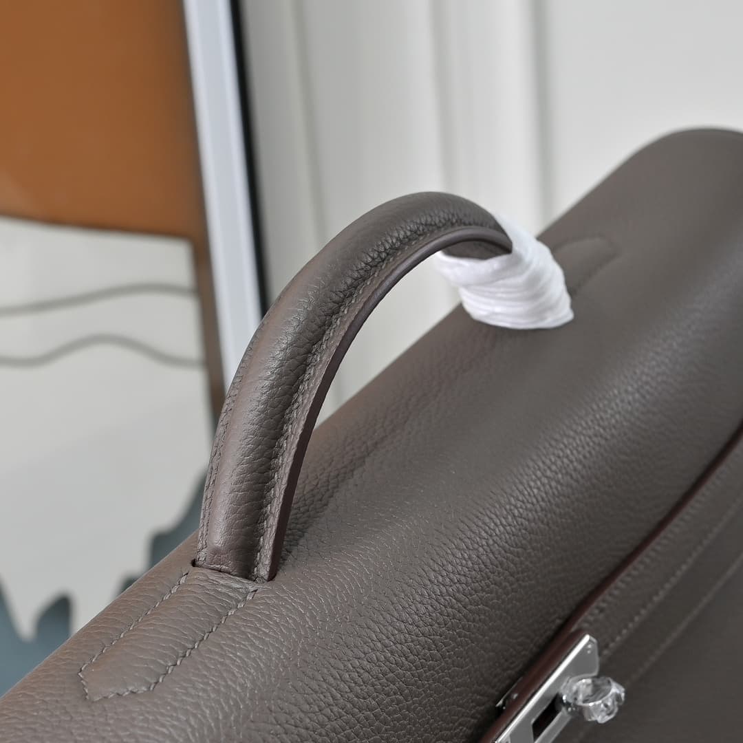 Hermes Kelly depeches Togo 36 briefcase In Grey CalfskIn WAX High