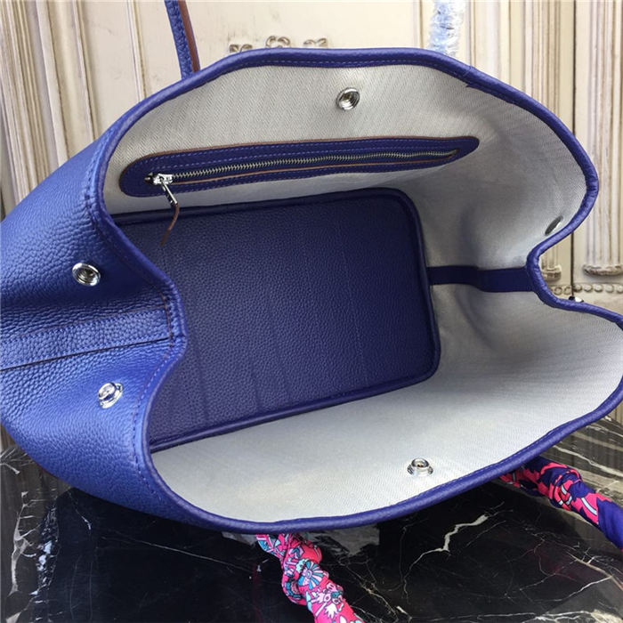 Hermes Garden Party 30/36 Bag Calfskin In Royal Blue High