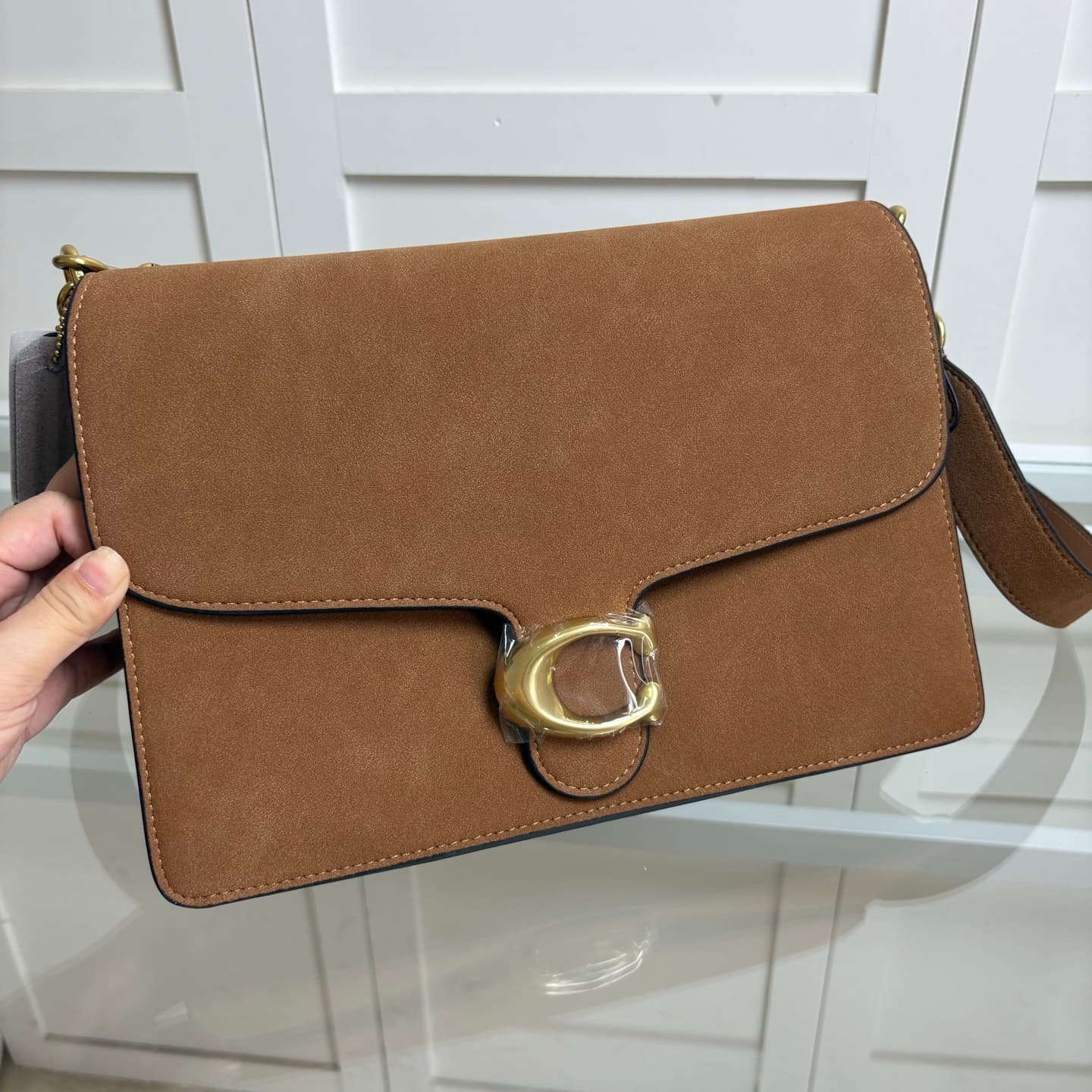 Coach Medium Chain Tabby Shoulder Bag  Brown Suede High