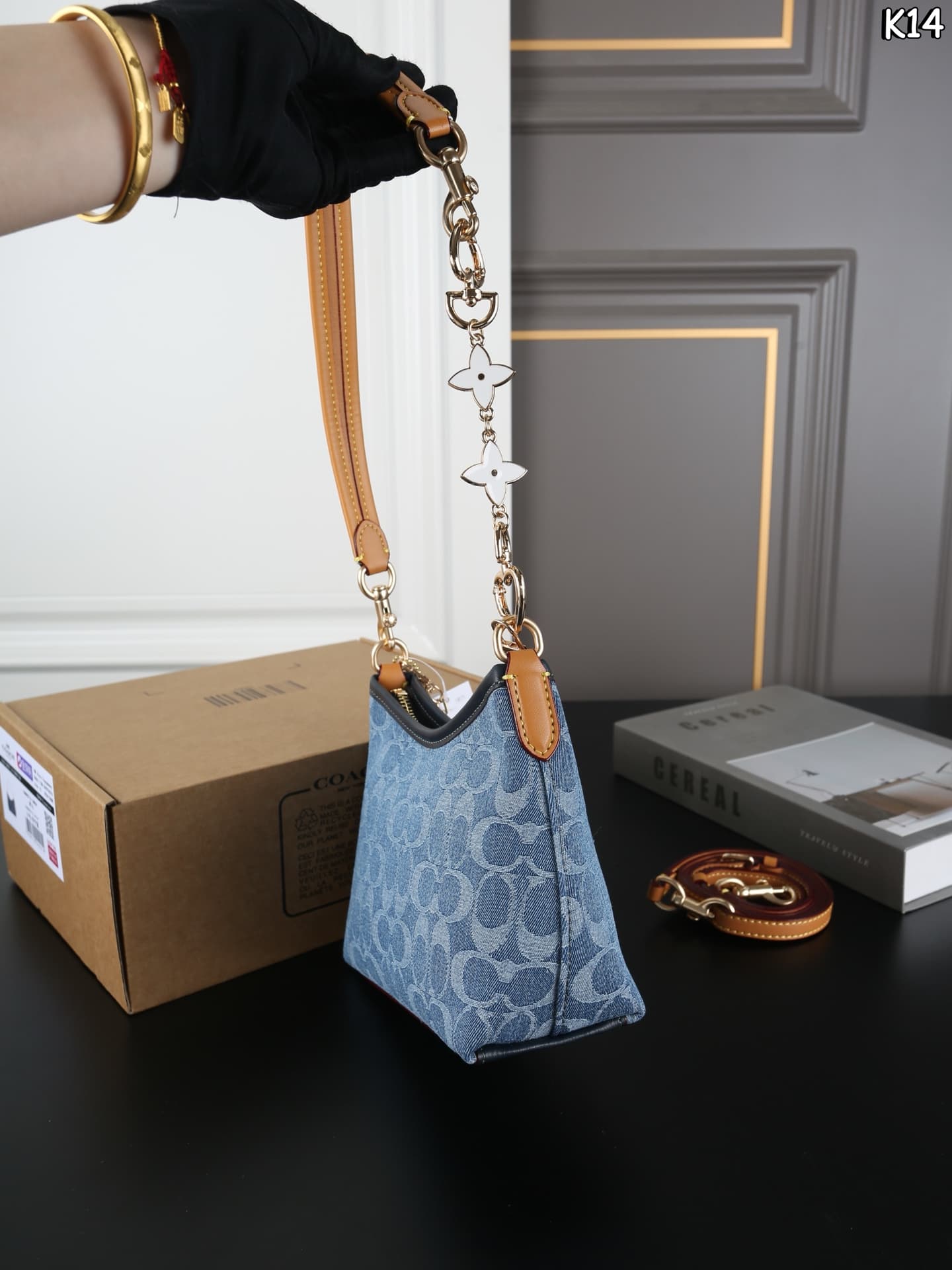 Coach Laurel Small Shoulder Bag Signature Denim  High