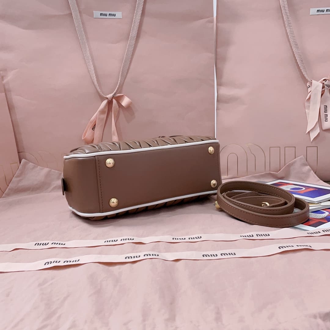 Miu Miu Arcadie matelassé nappa leather bag 5BB142 Brown High