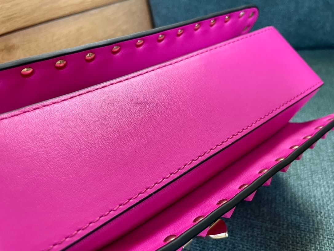Valentino Garavani Rockstud23 Small Shoulder Bag smooth pink calfskin leather High