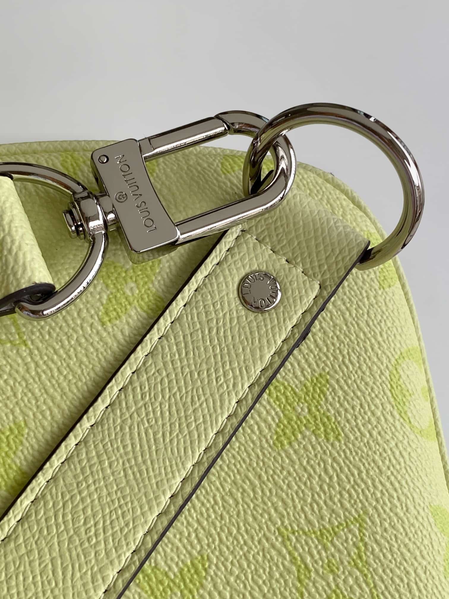 Louis Vuitton Keepall Bandoulière 45 Lemon Yellow Monogram coated canvas and Taiga cowhide leather M14124 High