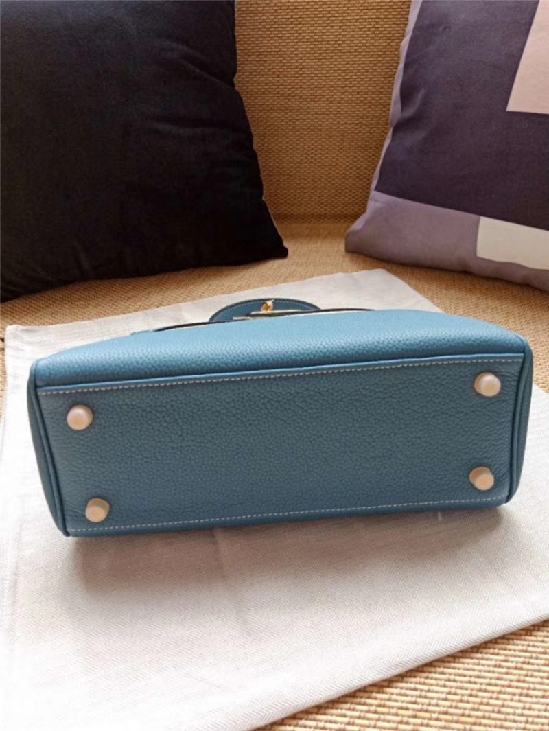 Hermes Kelly 25/28 Retourne Bag Calfskin In Bleu High