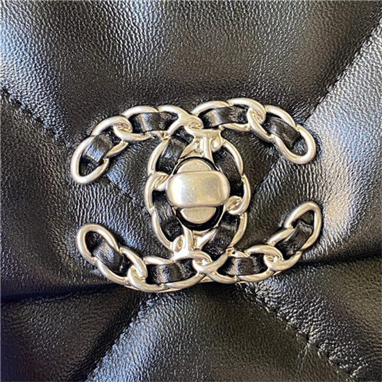 Chanel 19 Flap Bag Lambskin Black Silver High