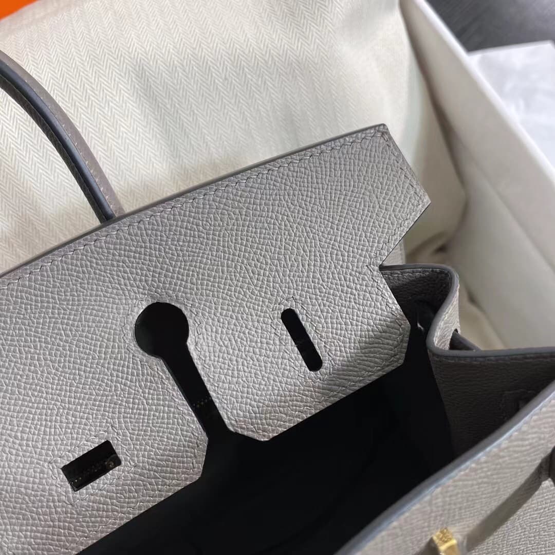 Hermes Birkin Sellier Bag 25/30cm Epsom Leather WAX Gris Meyer High