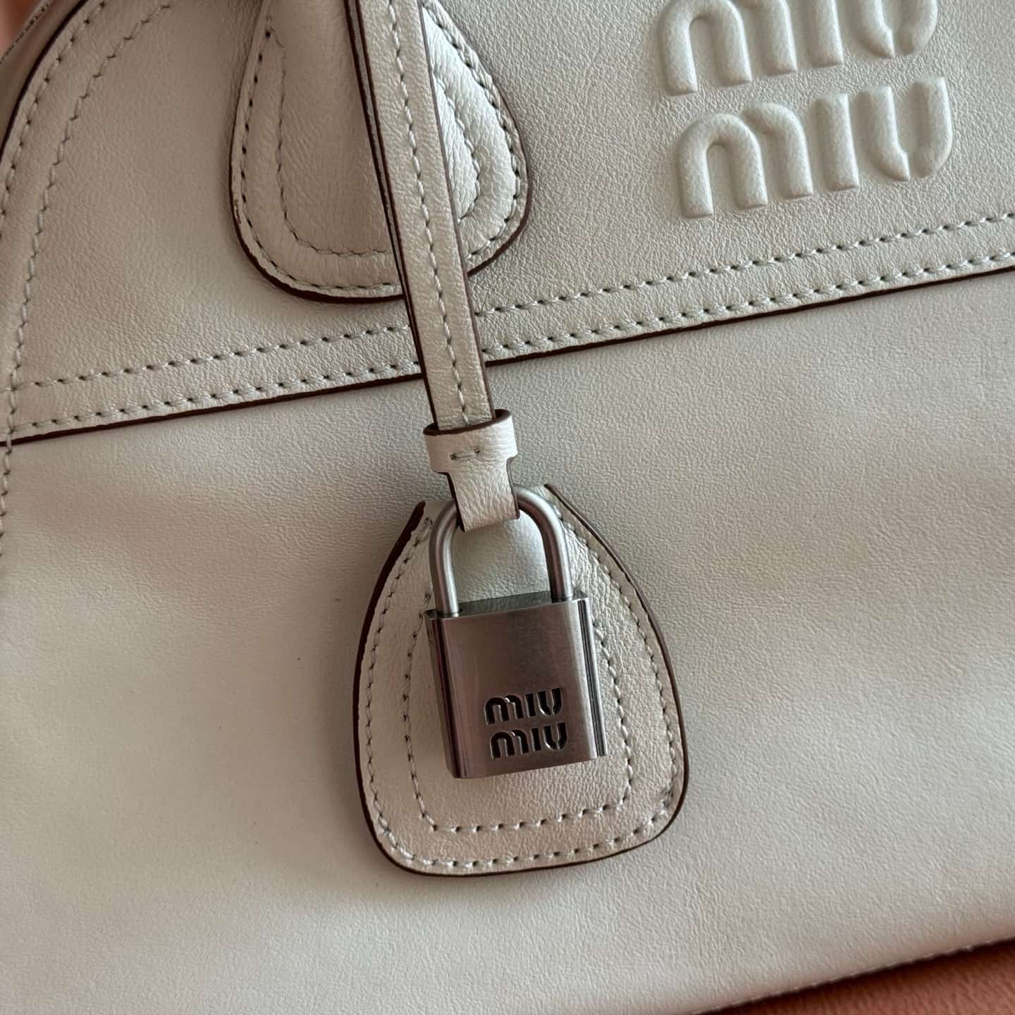 Miu Miu Vivant nappa leather bag Chalk White 5bb199 TOP