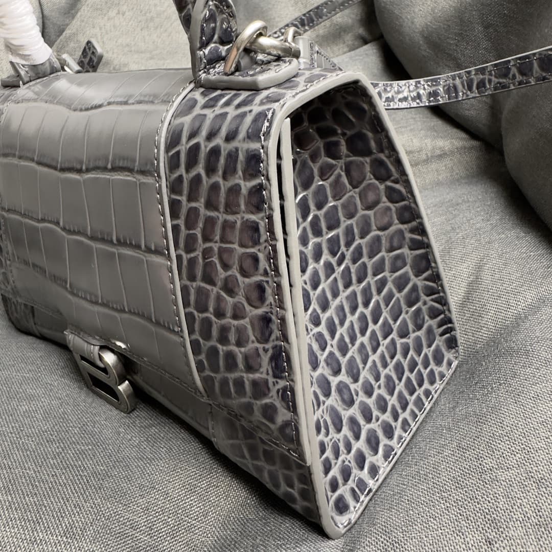 WOMEN'S HOURGLASS S TOP HANDLE BAG Crocodile Grey High