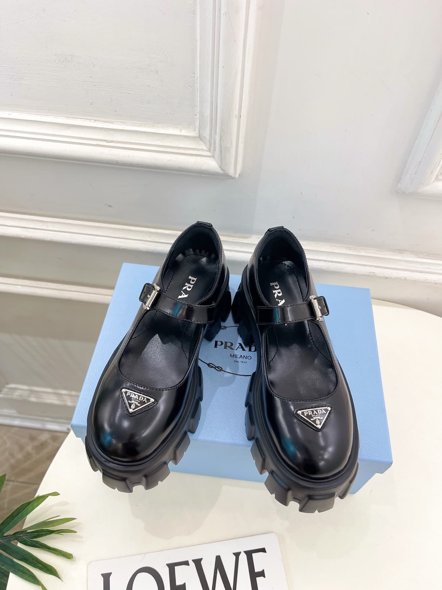 Prada Brushed leather Monolith Mary Janes
