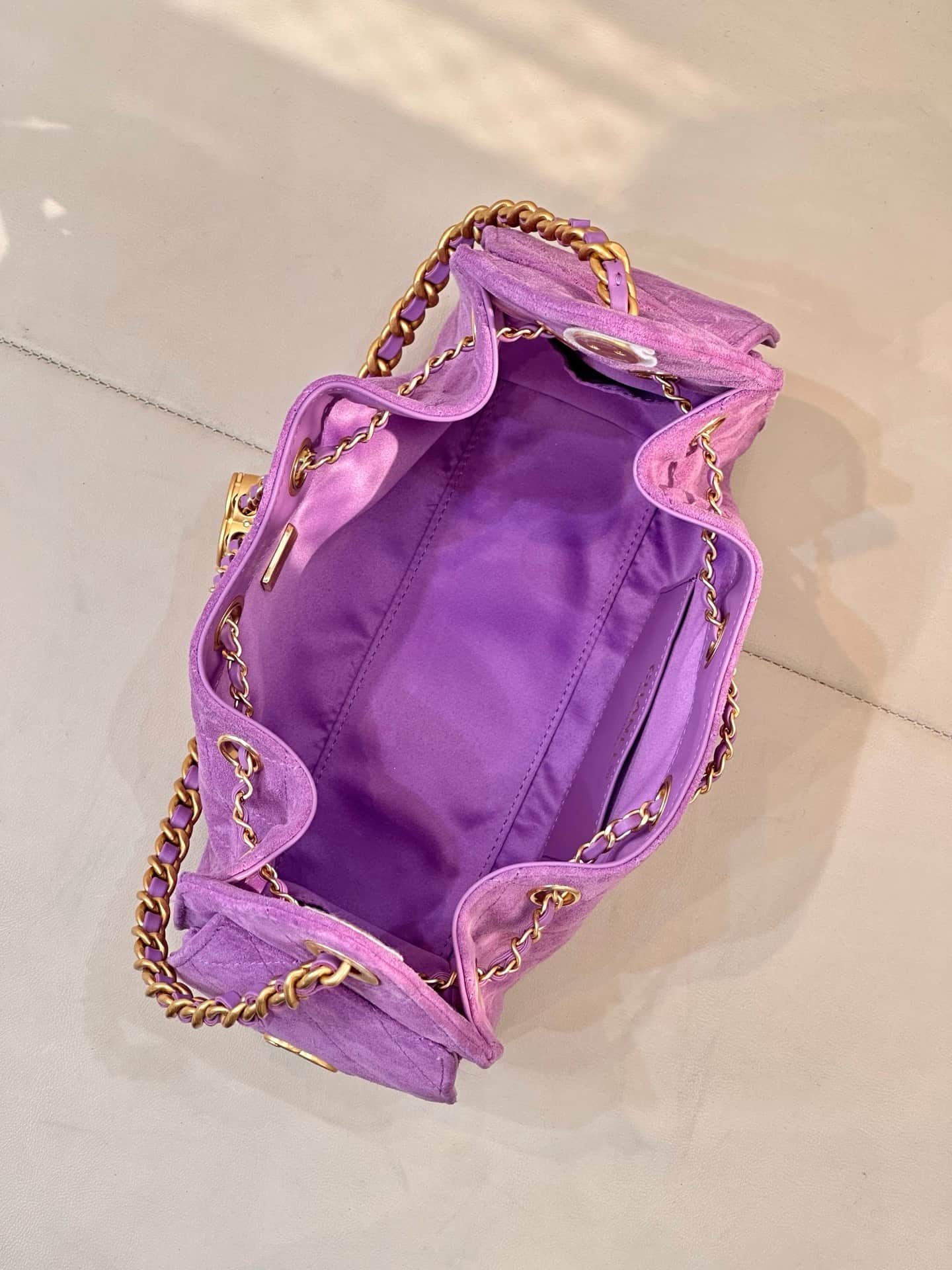 CHANEL 25 Mini Handbag AS5631 Suede &Gold-tone Metal Purple TOP