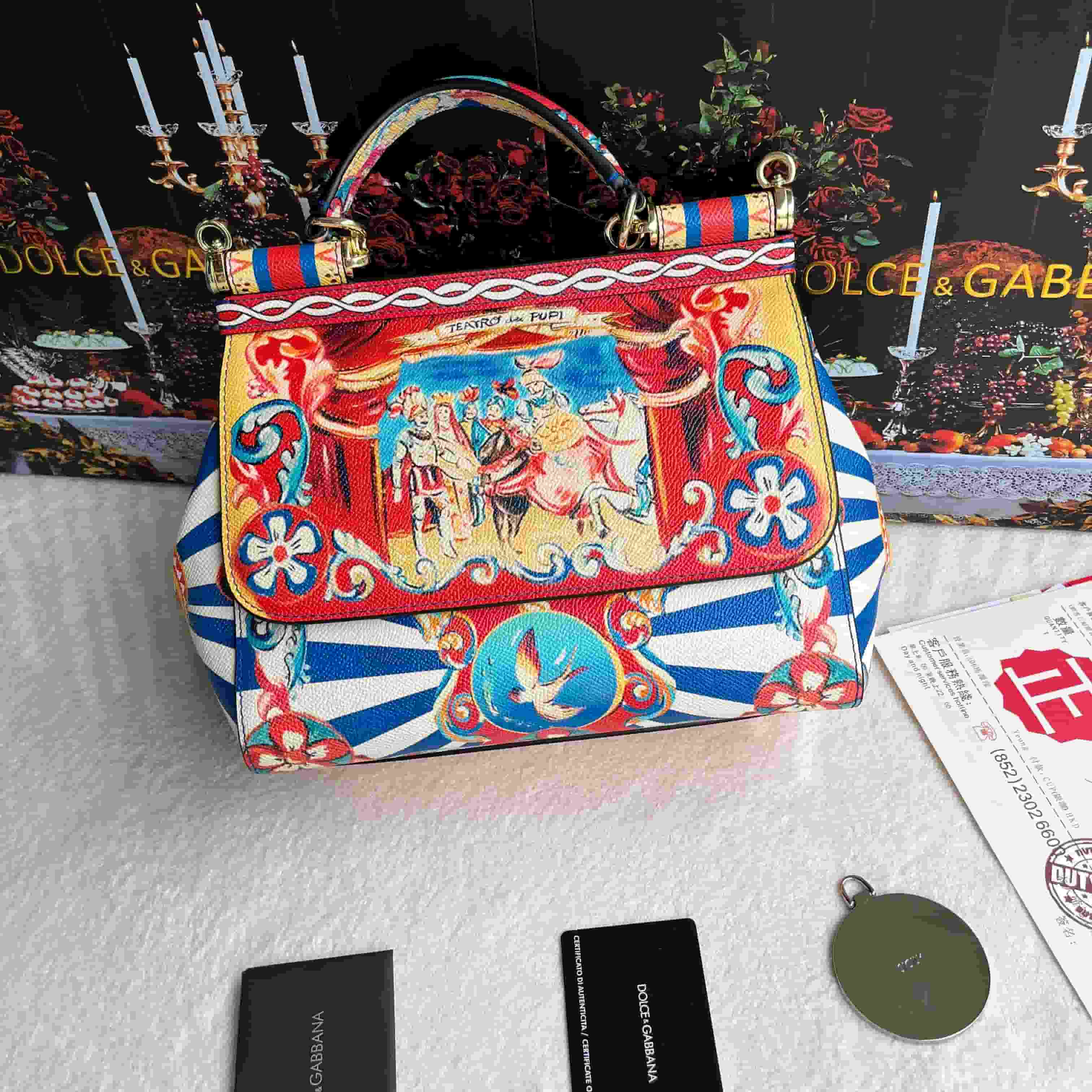 Dolce & Gabbana Miss Sicily top handle bag with multicolor print leather High