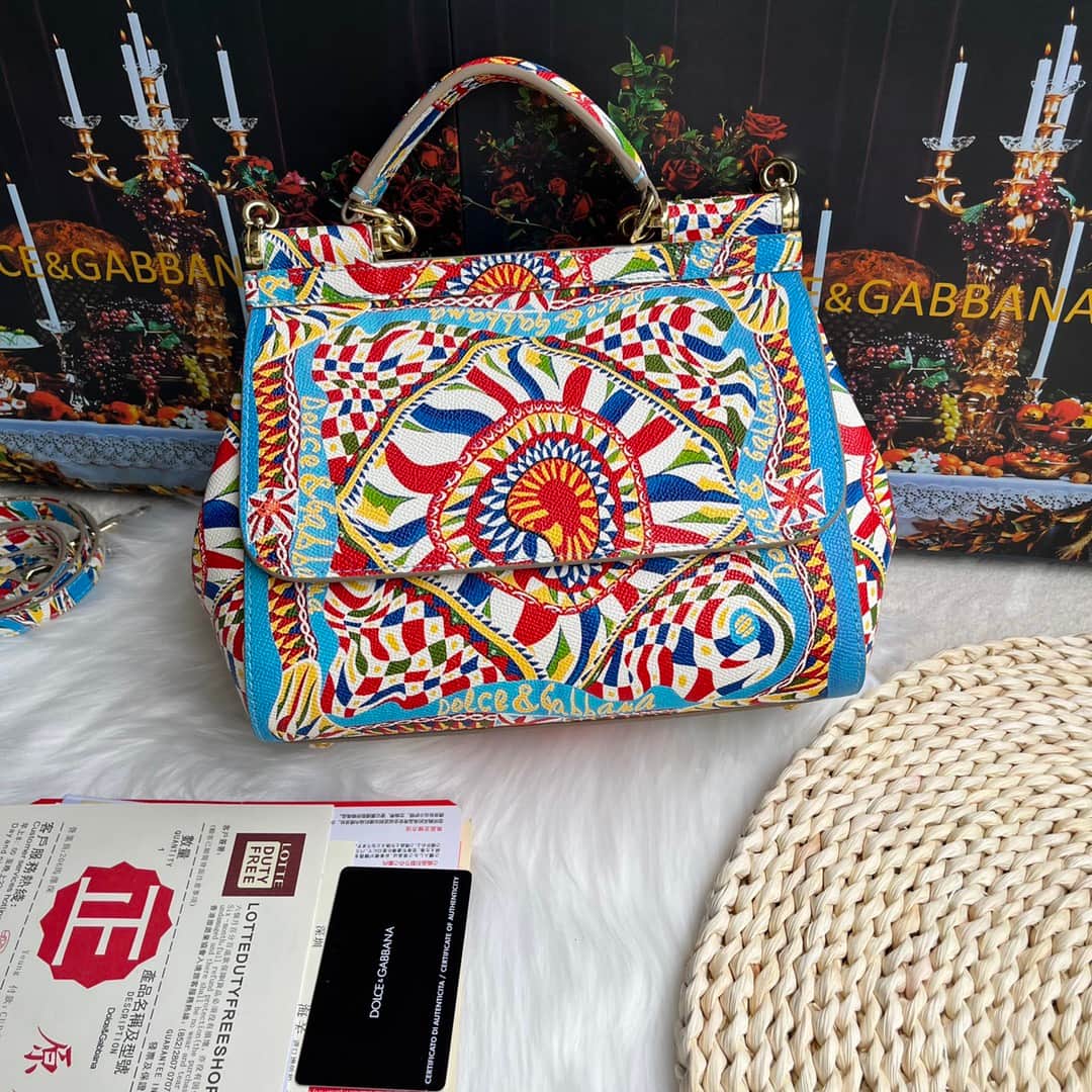 Dolce & Gabbana Miss Sicily top handle bag with multicolor print leather High