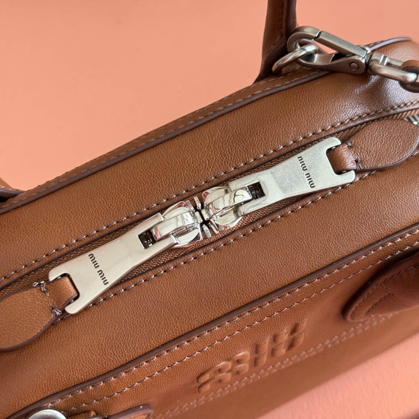 Miu Miu Vivant nappa leather bag Caramel 5BB200  TOP