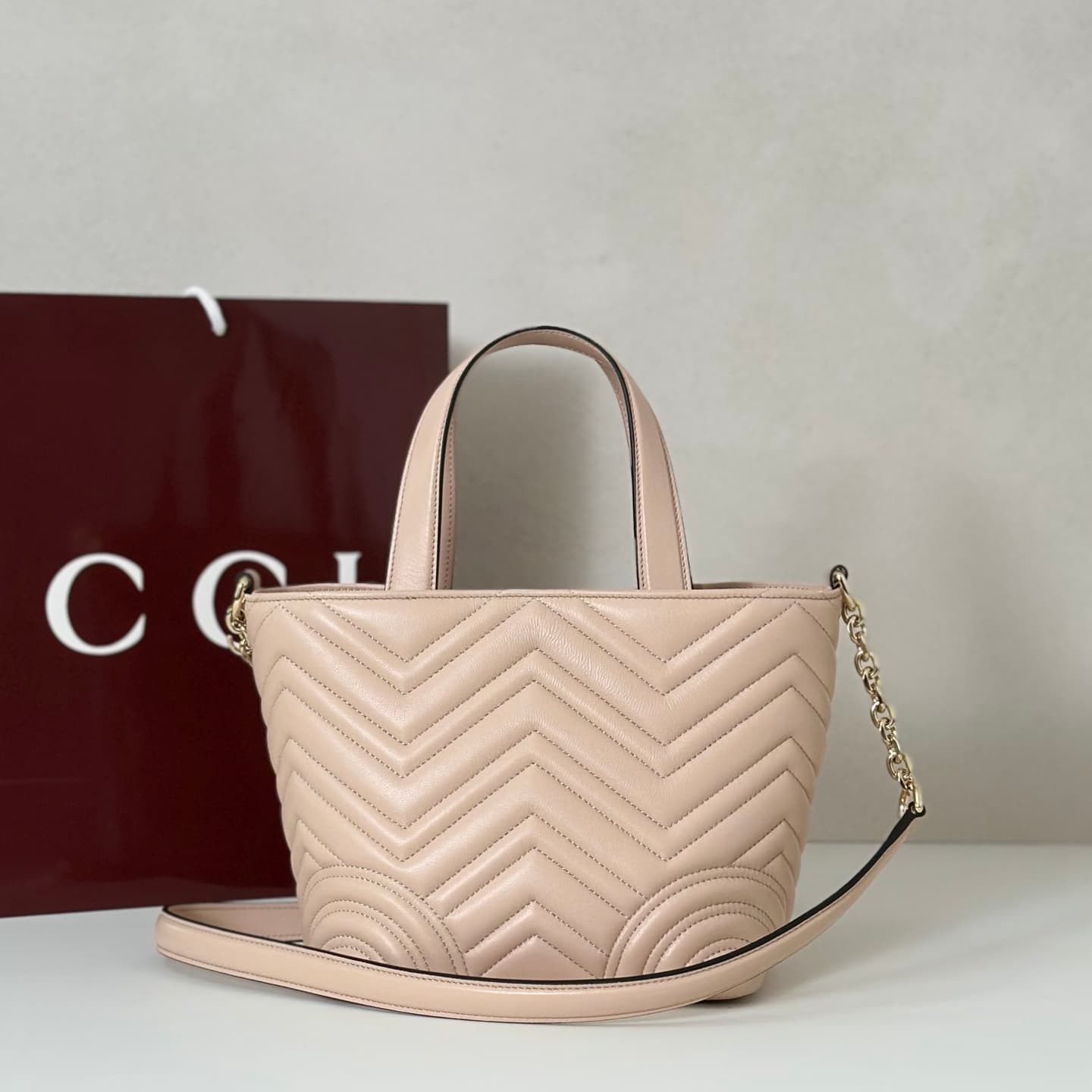 Gucci Betty small tote bag 847386 pale pink leather High