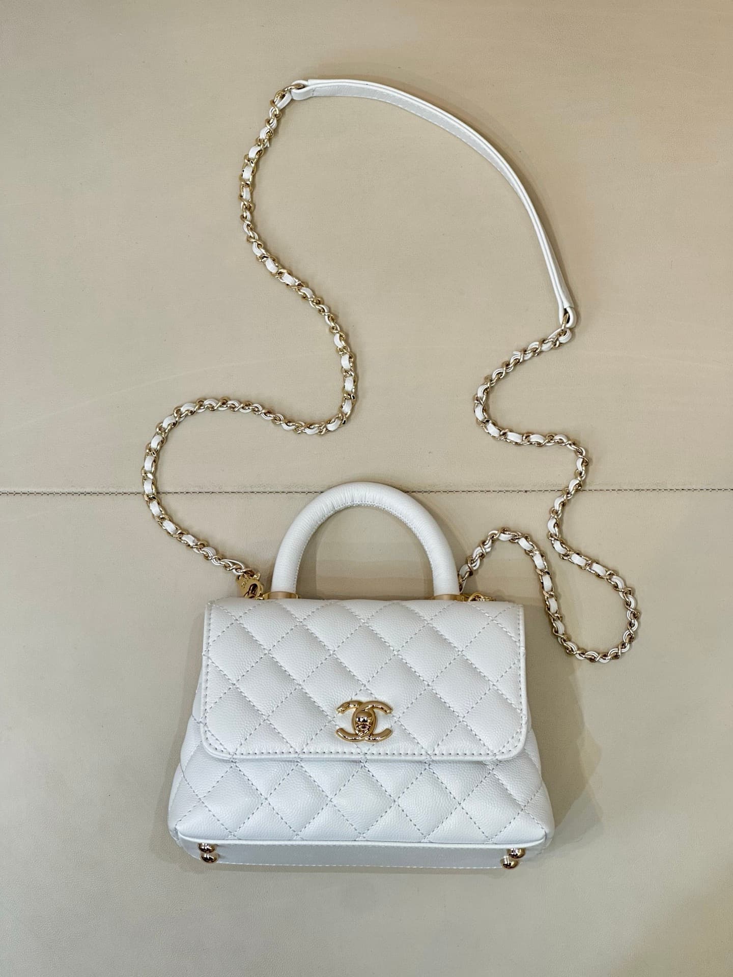 Chanel Mini Flap Bag with Top Handle Grained Calfskin & Gold-Tone Metal AS2215 TOP