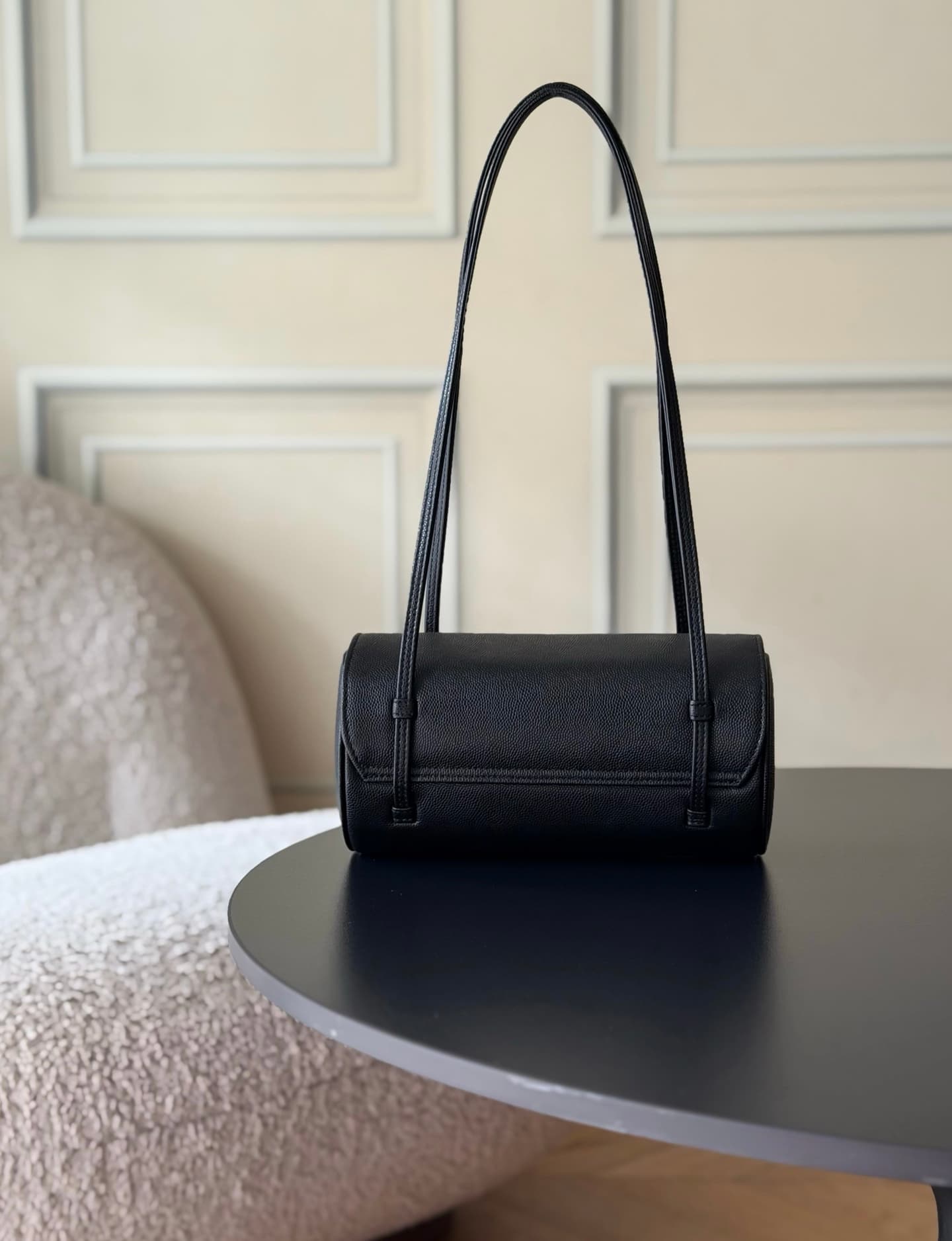 Chanel Small Bowling Bag Grained Shiny Calfskin & Gold-Tone Metal AS6143 Black High
