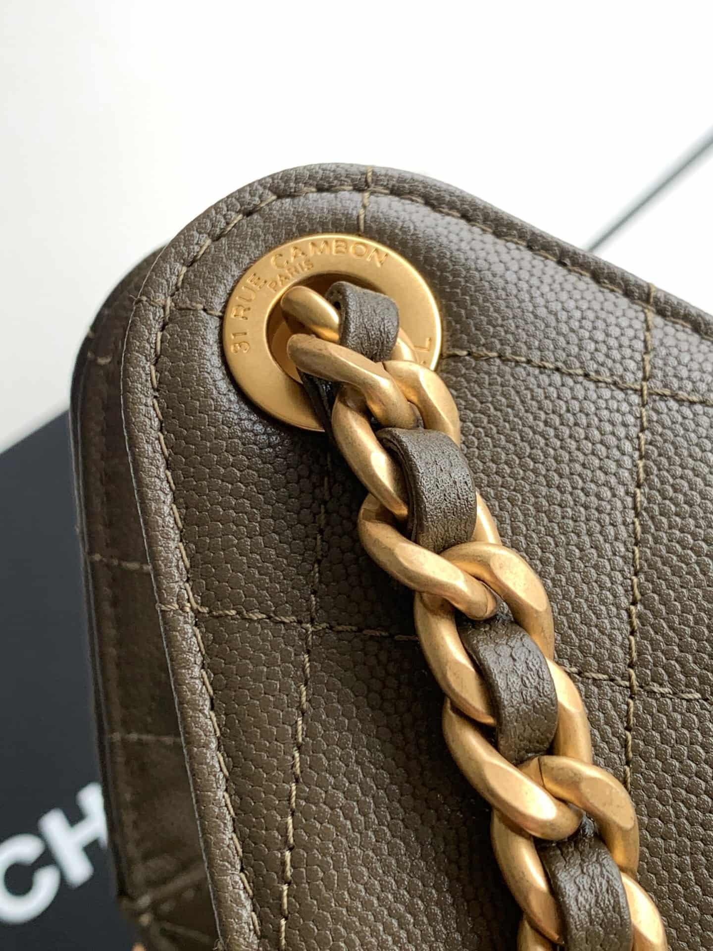 Chanel 25 Small Hobo handbag AS5293 Grained Calfskin & Gold-tone Metal Dark Khaki A