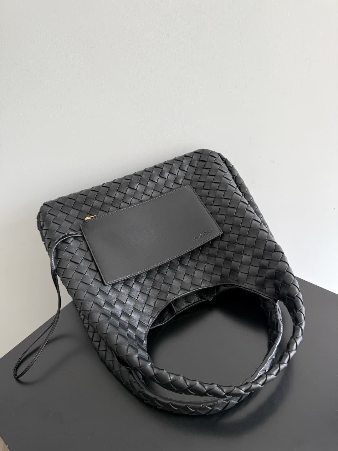 Bottega Veneta Large Campana shoulder bag in Intrecciato leather Black TOP