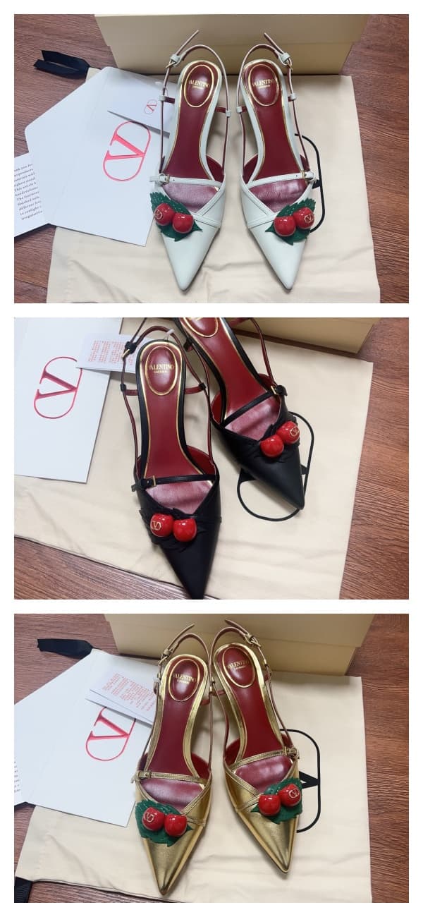 Valentino Garavani Leather Cherryfic Slingback Pumps