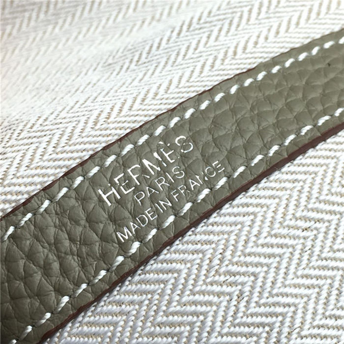 Hermes Garden Party 30/36 Bag Calfskin In Gri Elephant High