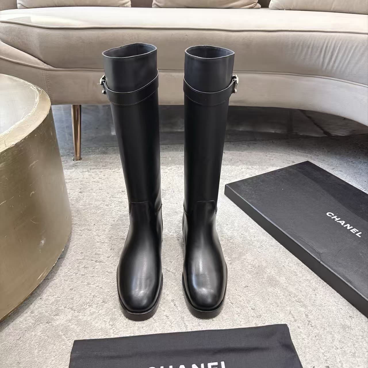 Chanel Black Calfskin Boots