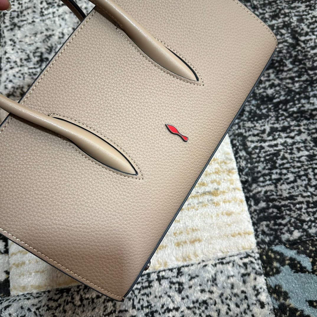 Christian Louboutin Paloma leather tote bag in beige with spikes &studs High