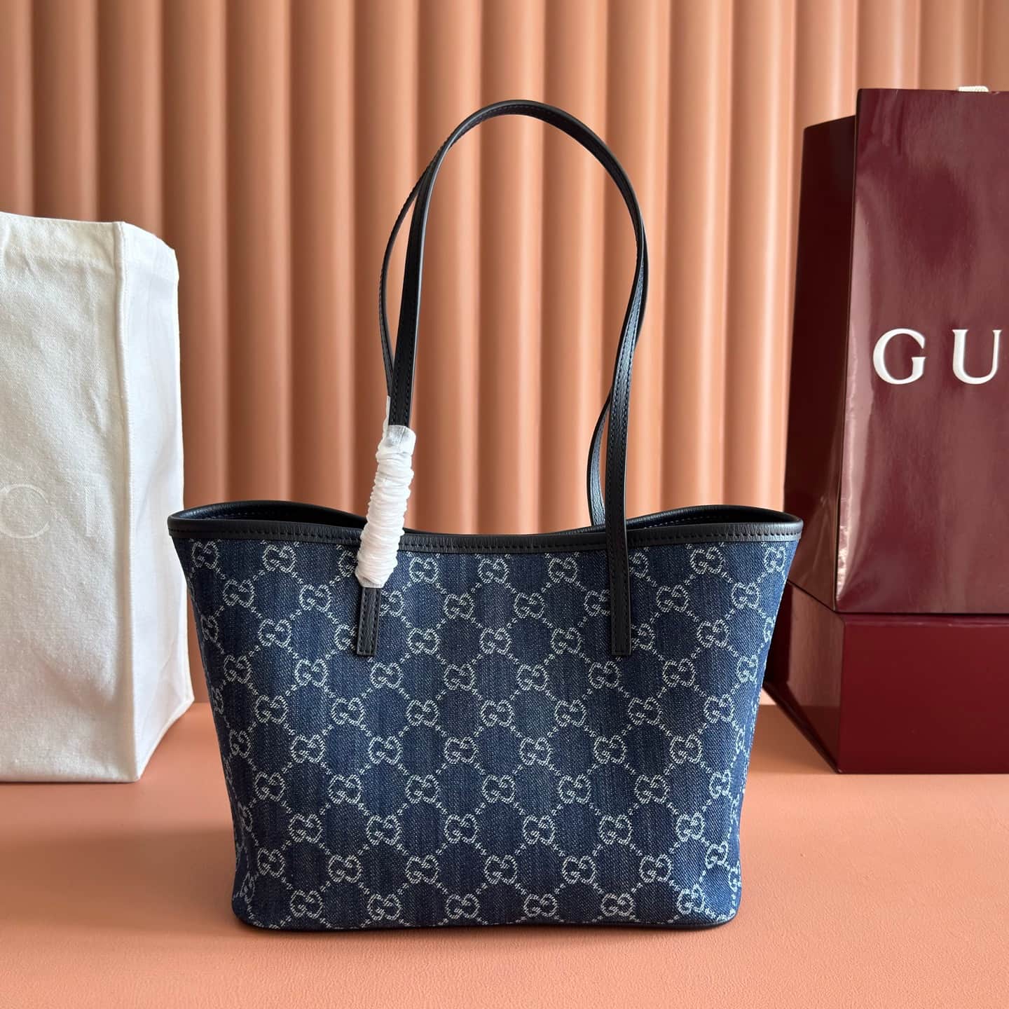 Gucci Tribeca small tote bag dark blue GG denim 875236 High