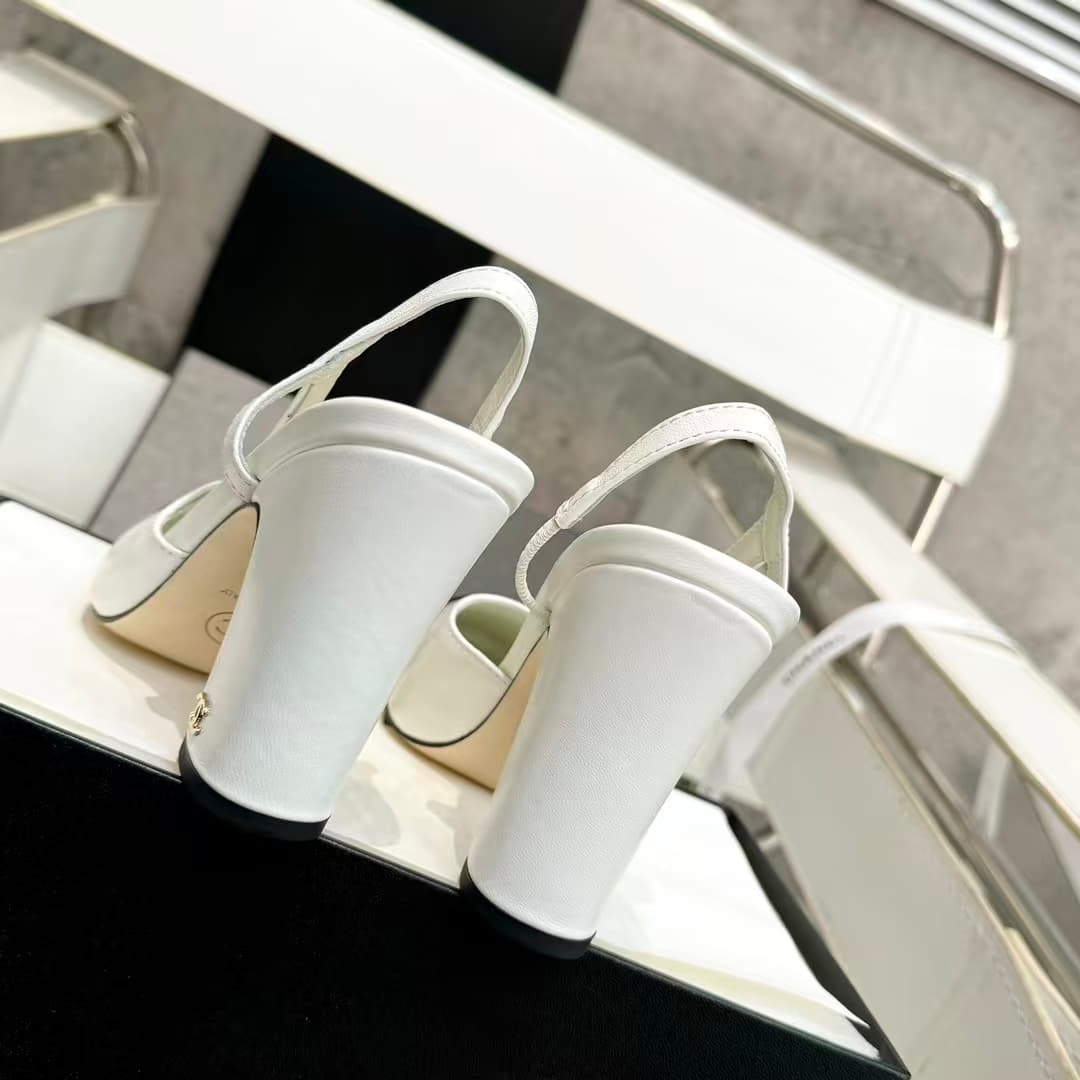 Chanel Slingbacks Goatskin & Grosgrain White & Black