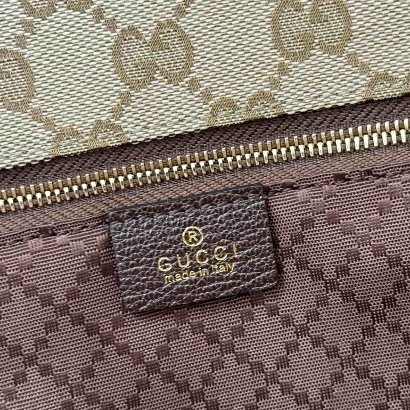 Gucci Londra large tote bag Sand and dark brown GG canvas 875056 High